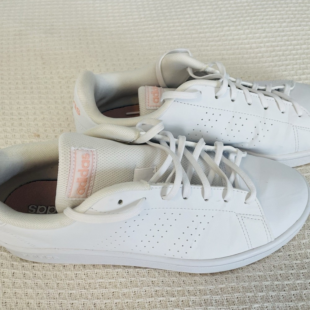 Adidas Advantage Womens Sneakers White Pink Low Top Tennis Shoes Size 8.5 - Picture 4 of 12